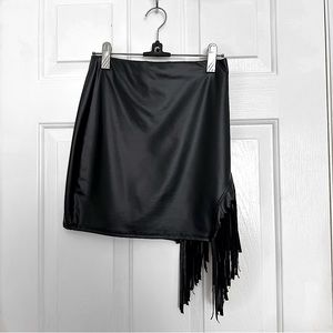 Faux Leather Fringe Skirt